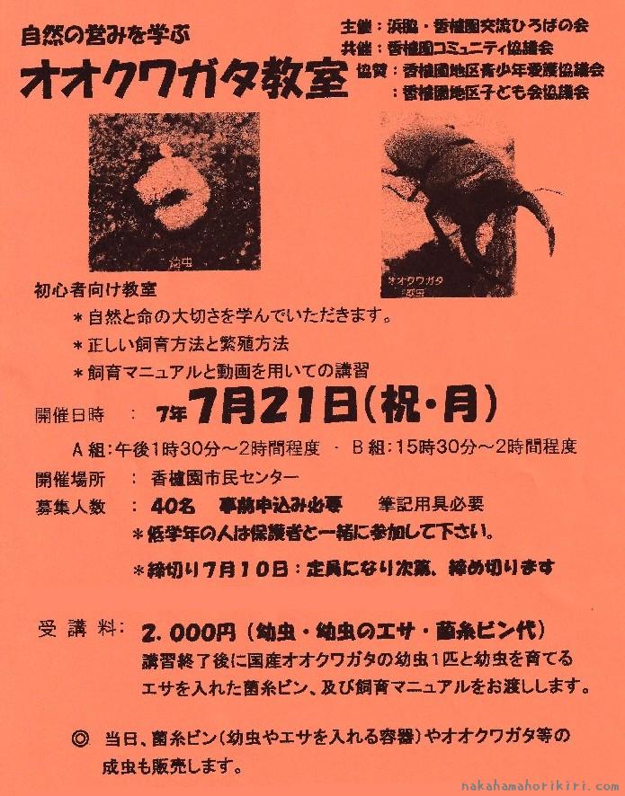 「オオクワガタ教室」のチラシ(2025年)