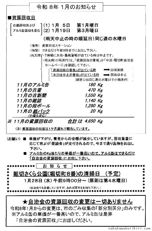 資源回収の報告（2025年11月分）