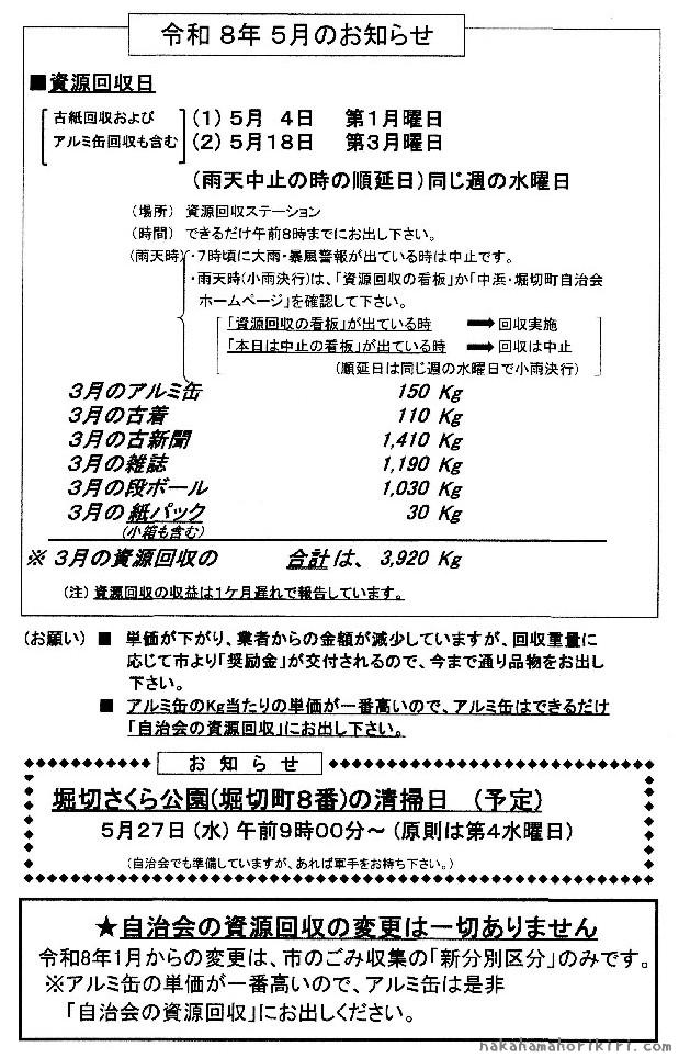 資源回収の報告（2026
年3月分）